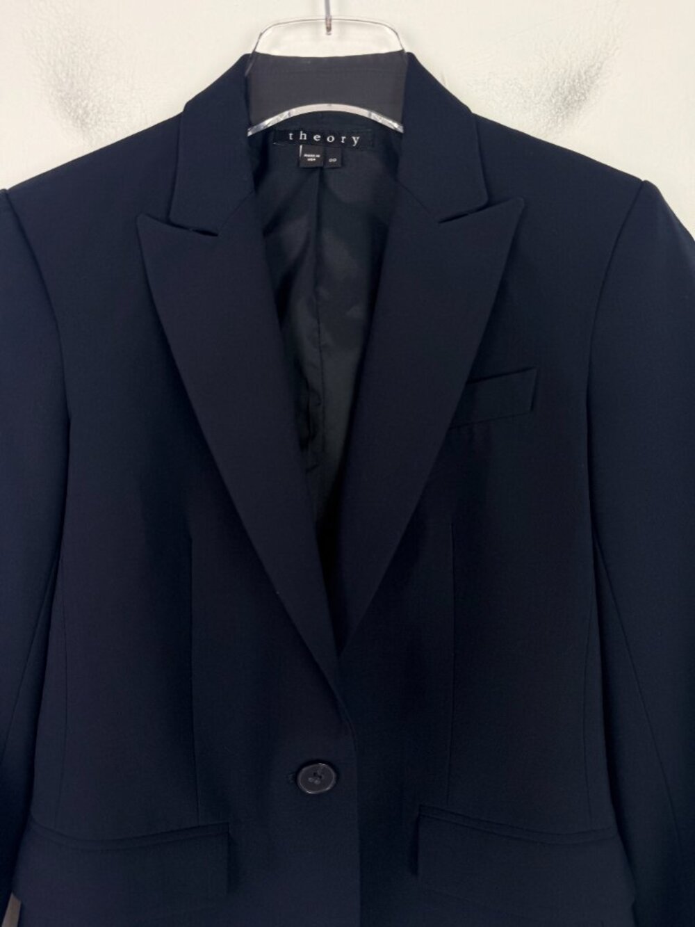 Theory Gabe B2 Urban Blazer Jacket Wool Blend One Button Black Size 00 EUC - Picture 3 of 14
